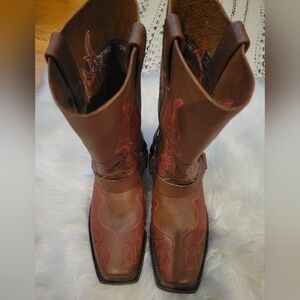 Sold HARLEY DAVIDSON SLAYTON FLAMES AND SKULLS LEATHER MOTO BOOTS